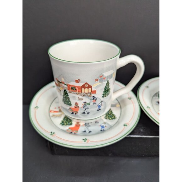 Sango 3900 Silent Night 10 Oz Mug And Saucer Set By Joan Luntz Lot of 2 - Picture 1 of 7